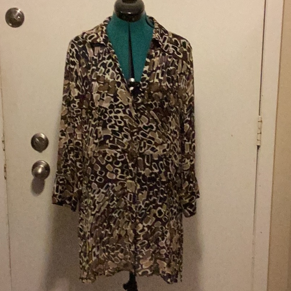 Chico’s Womens Semi Sheer Printed Tunic 3/4 Sleeves Size 2 - Picture 2 of 6
